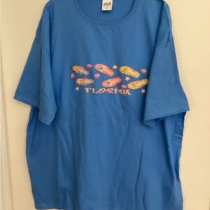 151. Anvil Sky Blue Tee with Flip-Flop Design NWOT Unisex